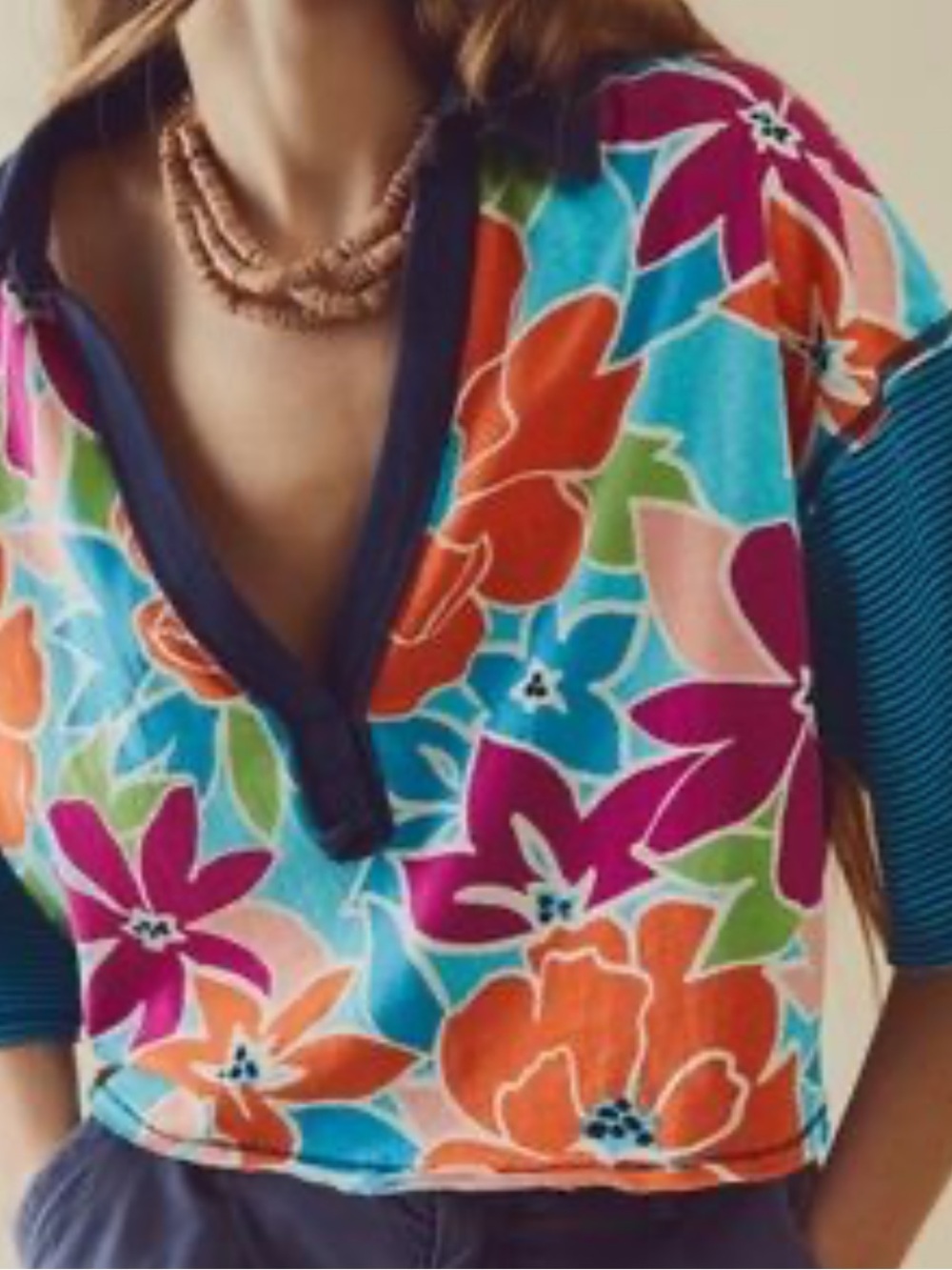 We the free on a boat boxy cropped top/L